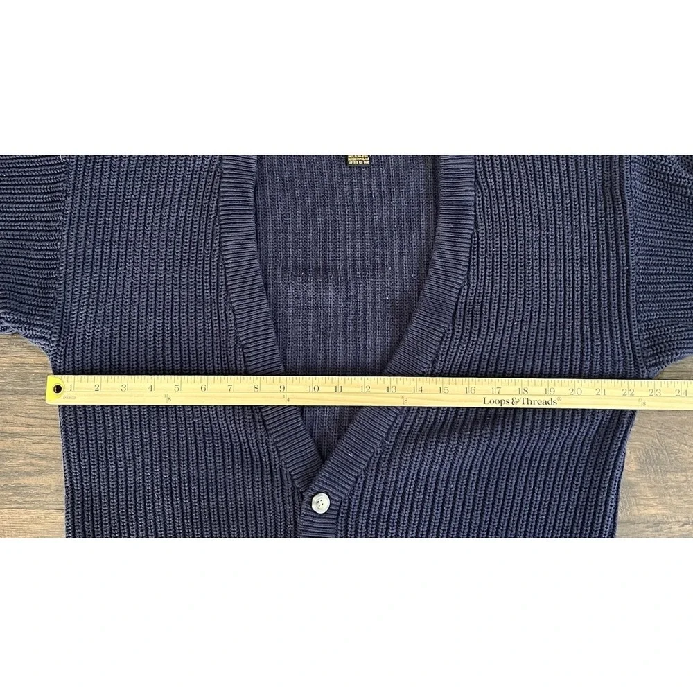 Vintage Eddie Bauer M Cardigan Cable Knit Sweater Blue Grandpa‎ Core 90's Preppy